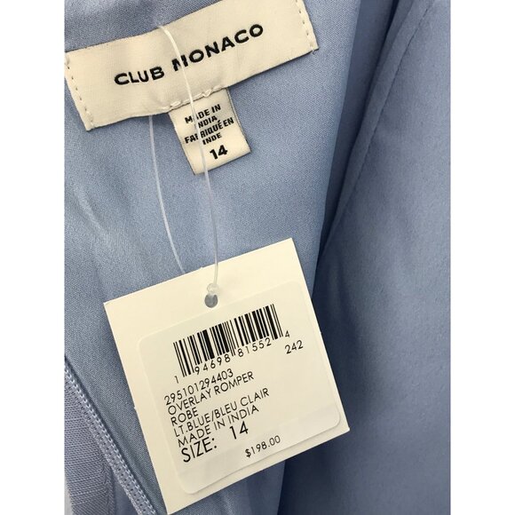 Club Monaco Overlay Romper Short Scalloped Hem Light Blue Size 14 NEW - Picture 4 of 7
